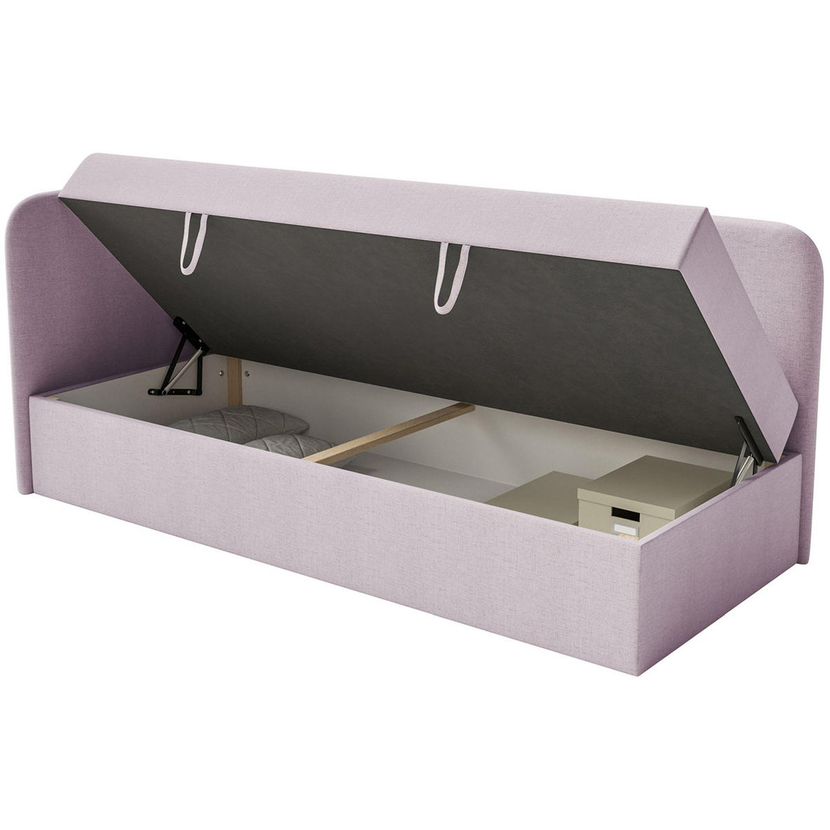 JUGENDBETT Calmmo Rosa mit Chenille-Bezug, Kopfteil links - Pink, Textil (90/200cm) - Selsey