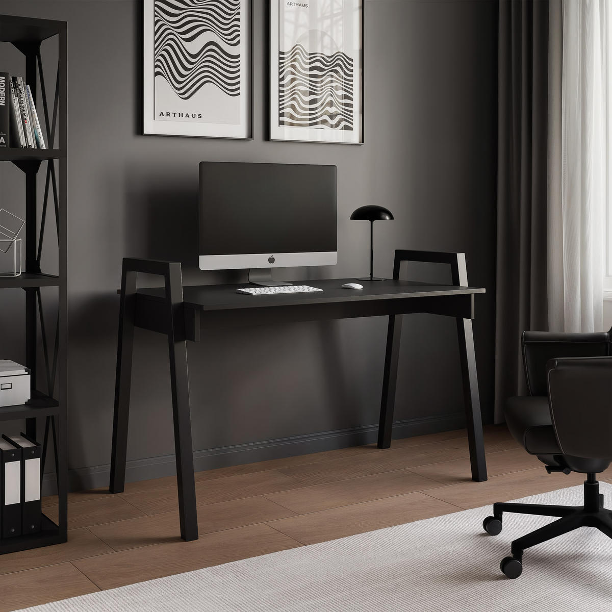 SCHREIBTISCH NOVO 120/68/82 cm, Schwarz - Schwarz, Holzwerkstoff/Metall (68/120/82cm) - Idohome