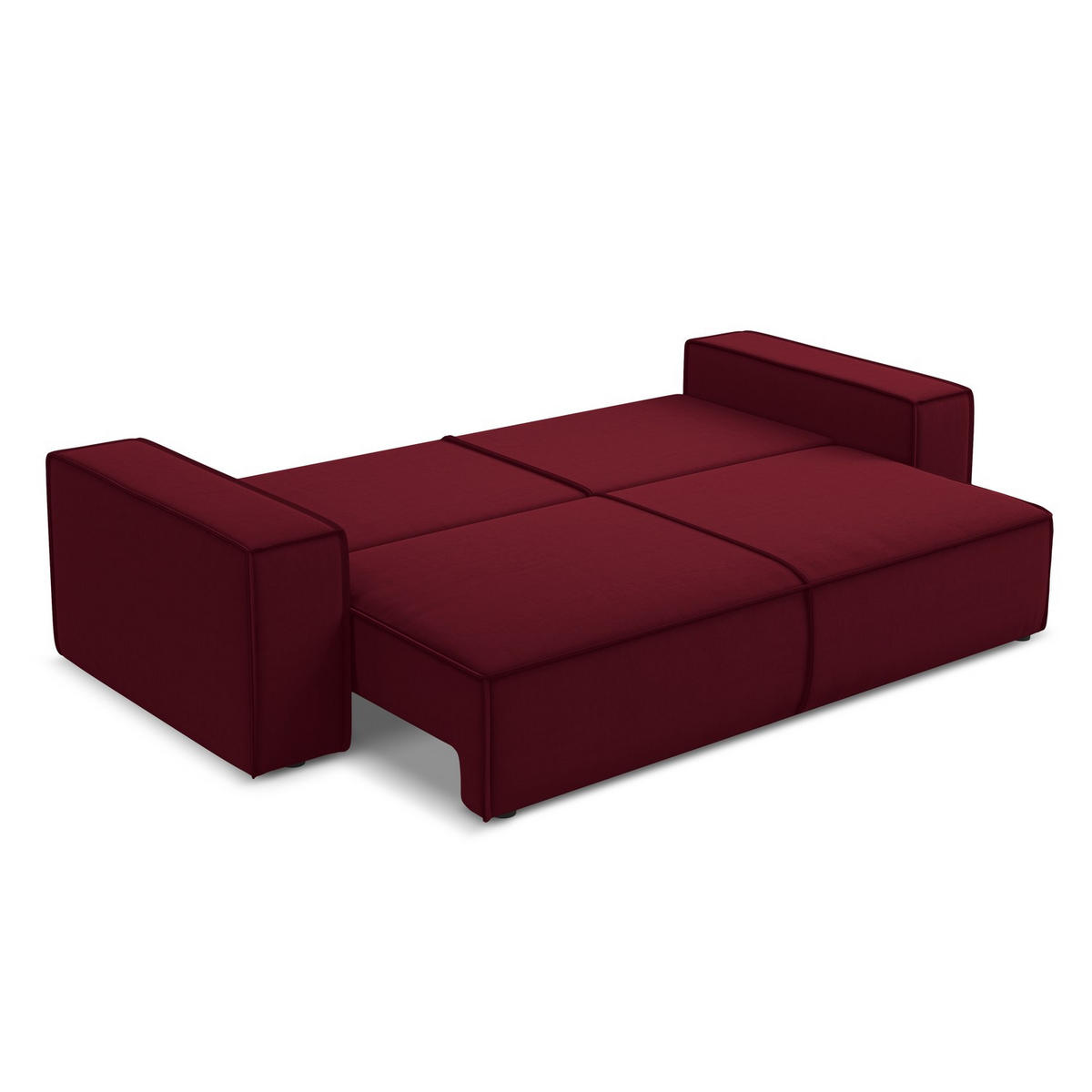3-SITZER SOFA mit Schlaffunktion Samt Stoff Rot - Bordeaux/Rot, Kunststoff/Textil (255/85/105cm) - LaMiaSofa