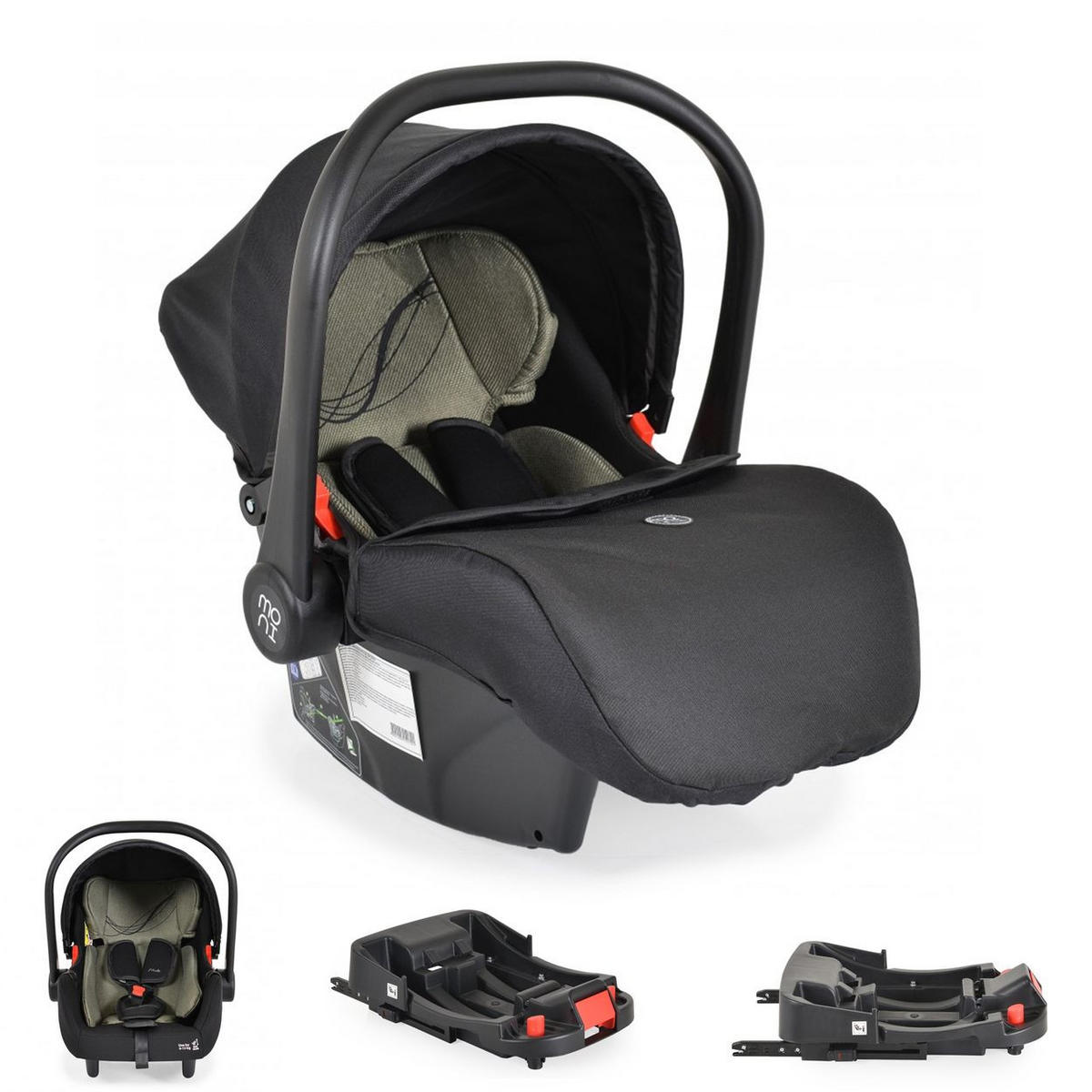 BABYSCHALE Set grün mit Isofixbasis Royal, i-Size (40 - 87cm) Gruppe 0+ - Grün, Kunststoff (33/73/42cm) - Moni