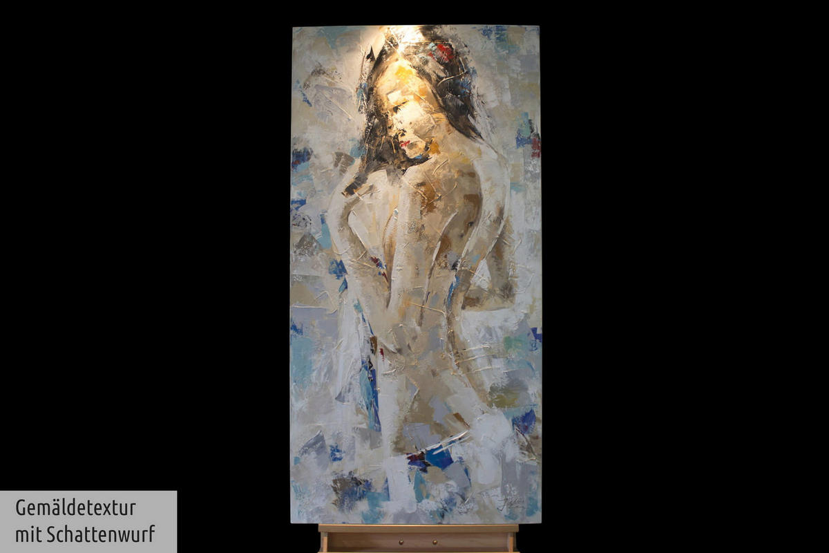 ACRYLBILD HANDGEMALT 60/120 cm - Blau, Holz/Textil (2/120cm) - KUNSTLOFT