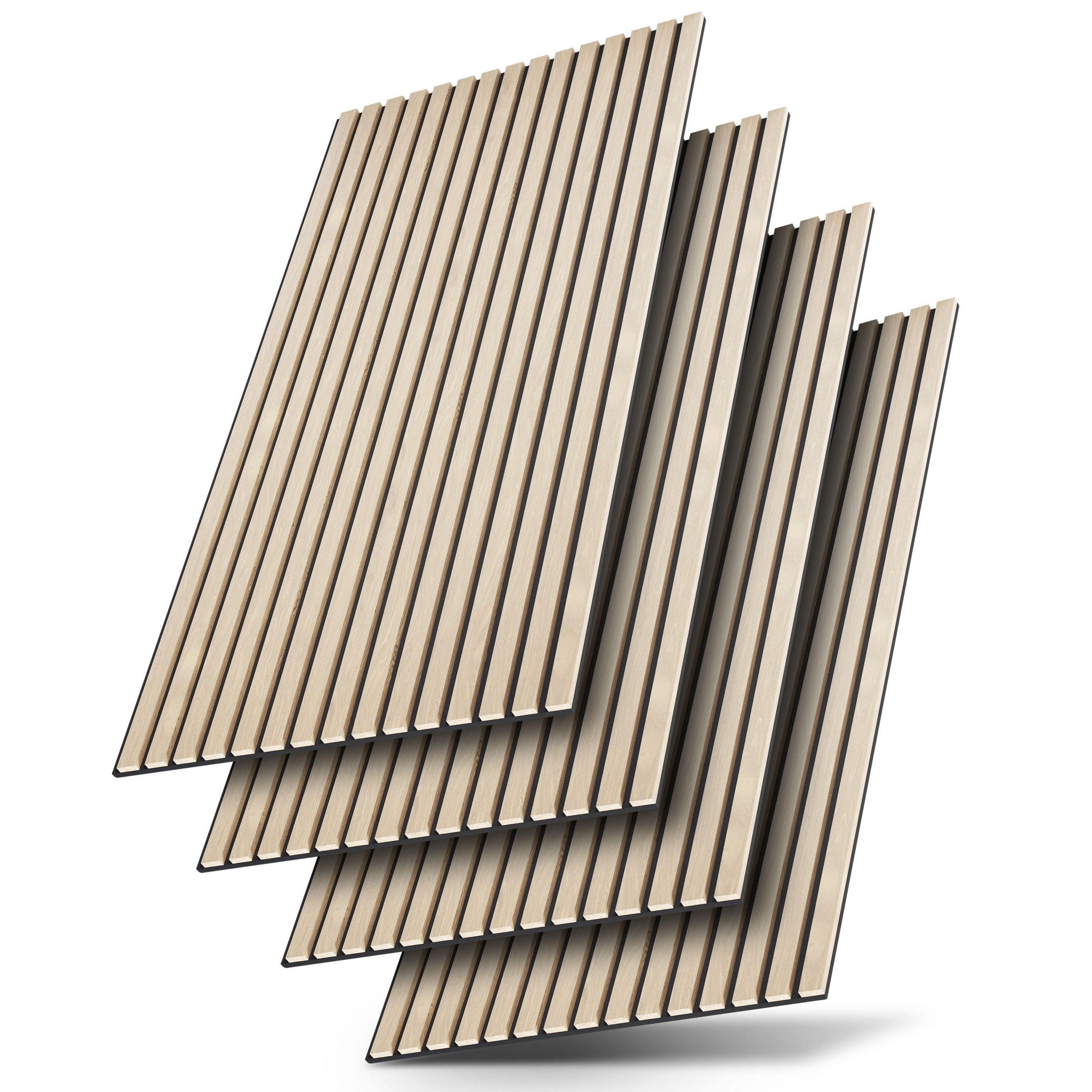 WANDPANEELE Akustik 120x60 cm Eiche Natur Hell (4er-Set) - Naturfarben, Holz (60/120/1.8cm) - Juskys
