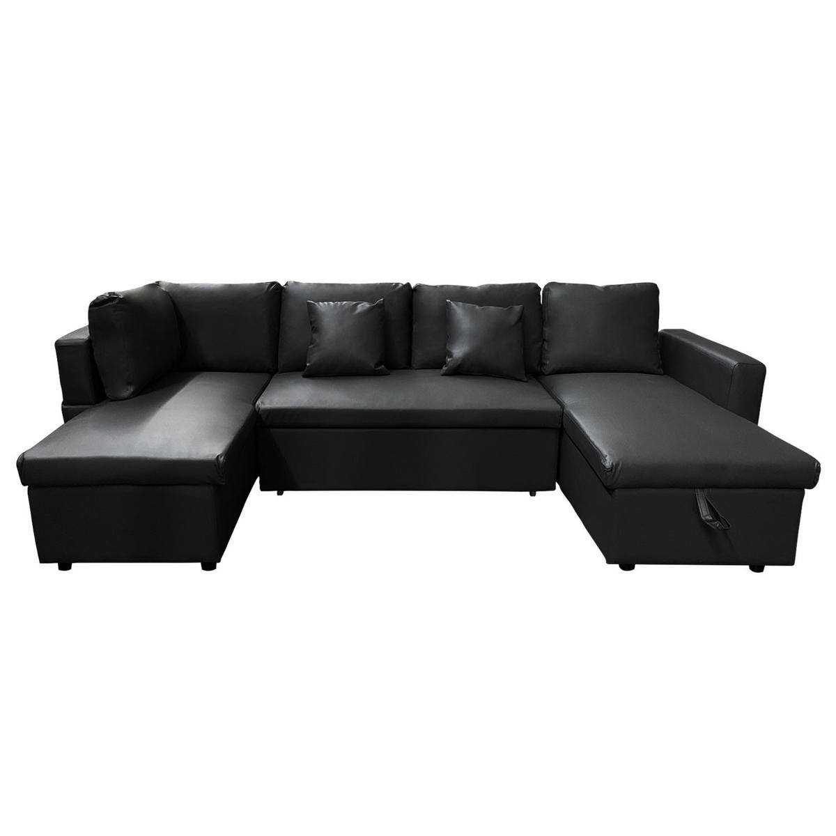 PANORAMA-SOFA SCOTT Schwarz 4 Plätze - Schwarz, Kunststoff (146/294cm) - Happy Garden