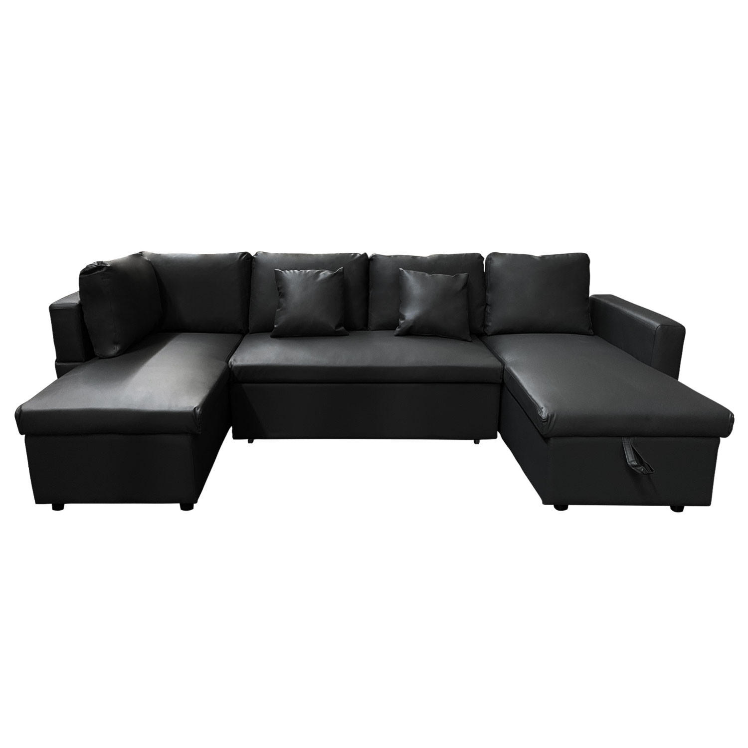Thumbnail - Happy Garden Panorama-Sofa, Schwarz, Kunststoff, 294x146 cm, Wohnzimmer, Sofas & Couches, Wohnlandschaften, Ecksofas