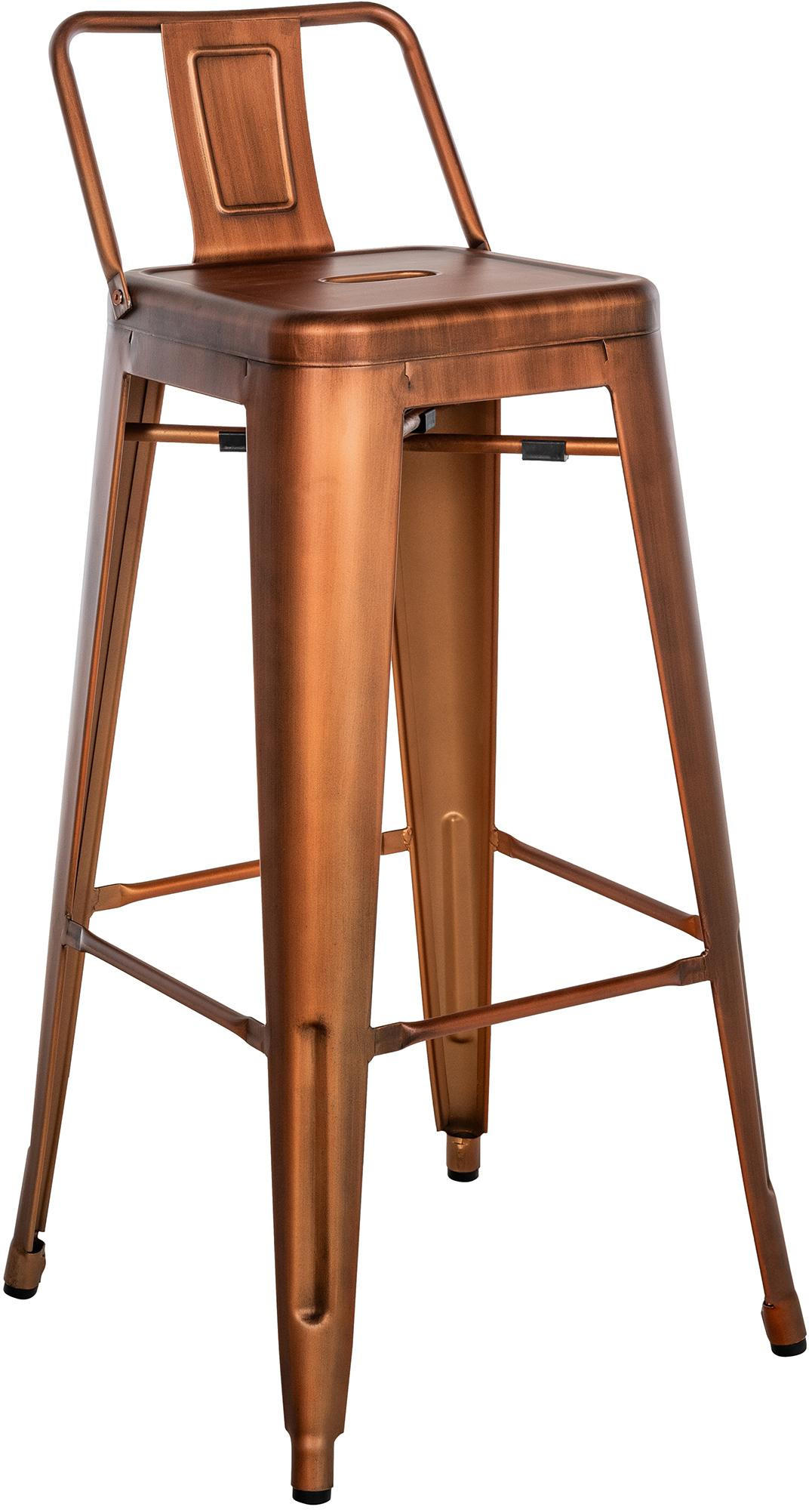 BARHOCKER Metall kupfer - Eukalyptusholzfarben/Kupferfarben, Metall (44/96/43cm) - CLP