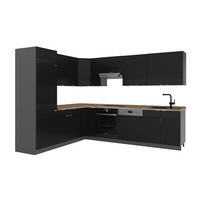 BUCĂTĂRIE DE COLȚ Fame-Line, dungi negre/antracit, 287 x 227 cm, AP Stejar - antracit/negru, compozit lemnos (287/206.8/60cm) - Vicco