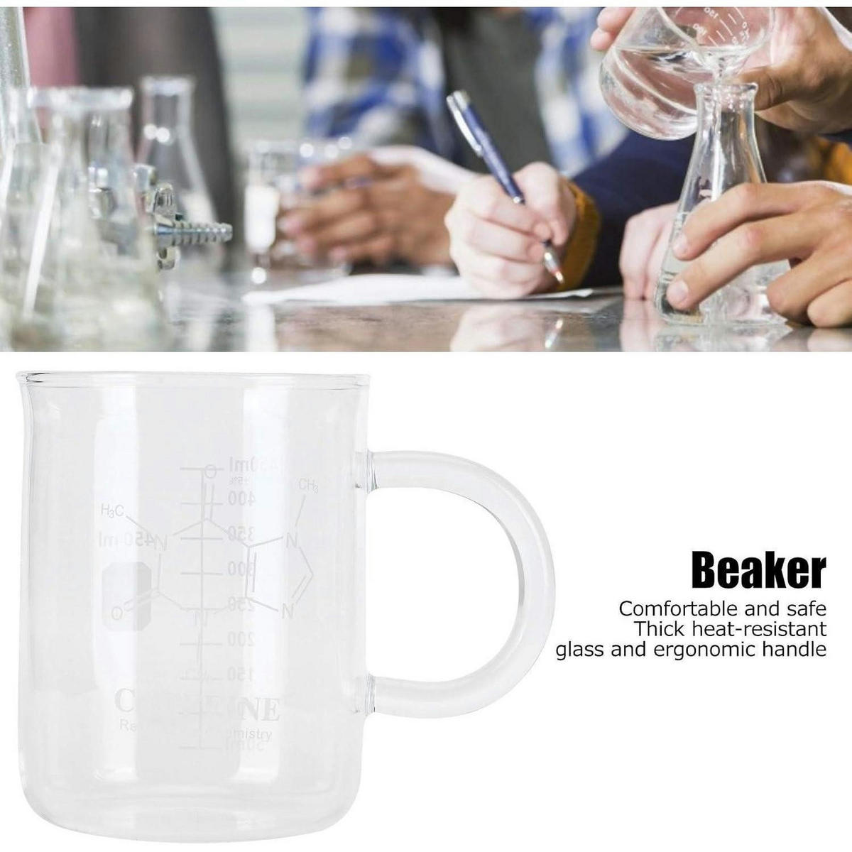 MESSBECHER Glas 450 ml mit Griff und Skala - Transparent, Glas (0.45L)