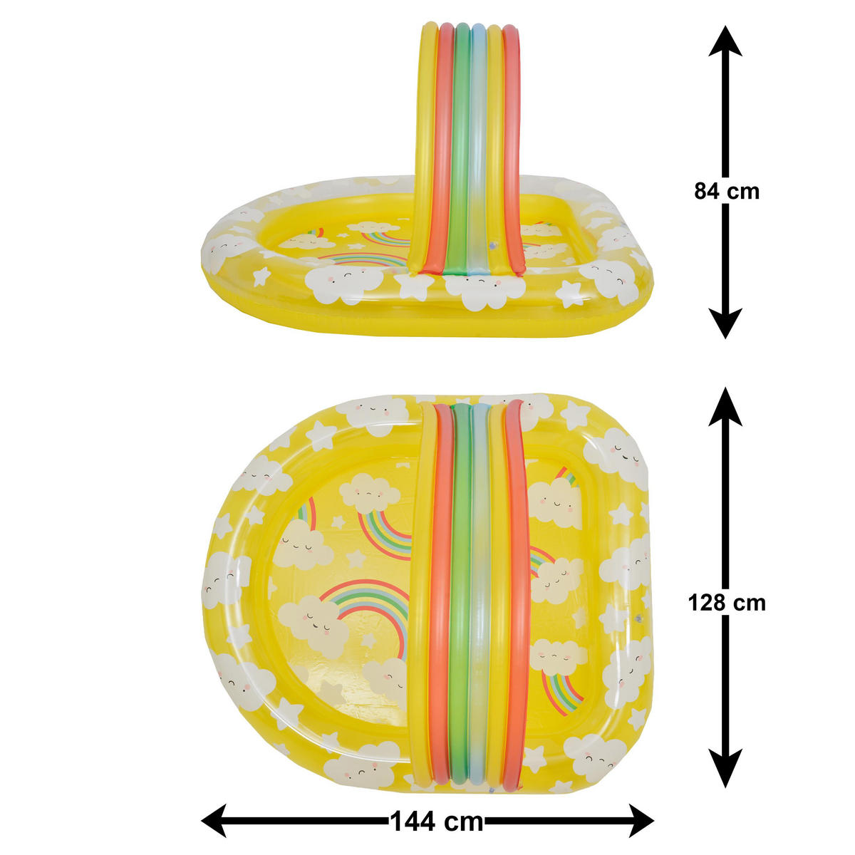 PLANSCHBECKEN Regenbogen 144 x 128 x 84 cm mit Bogen Spielpool - Gelb, Kunststoff (144/128/84cm) - Avenli