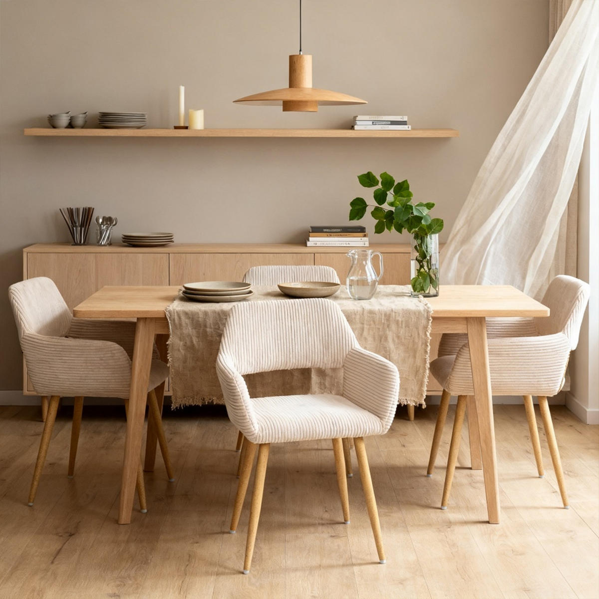 ESSZIMMERSTÜHLE 4er-Set aus Metall für Küche, Wohnzimmer, Schlafzimmer und Büro, Hellbeige - Beige, Textil/Metall (56/78/56cm) - Meubles Cosy