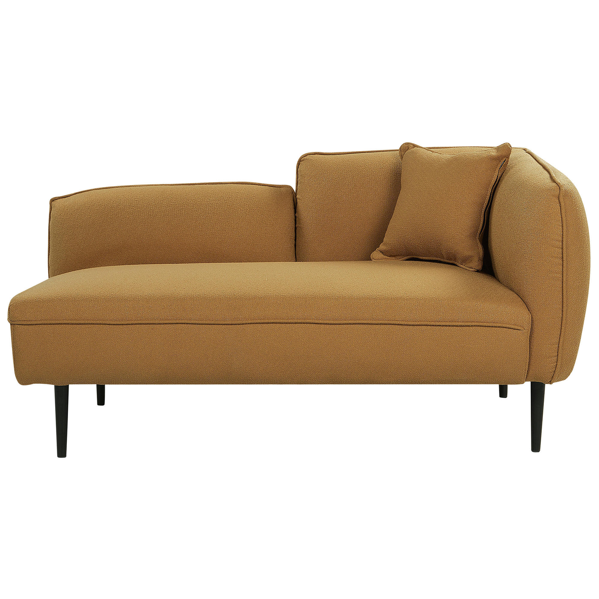 CHAISELONGUE Bouclé senfgelb rechtsseitig Chevannes - Gelb/Schwarz, Textil (138/74/77cm) - Beliani