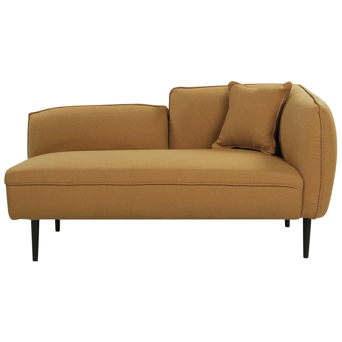 CHAISELONGUE Bouclé senfgelb rechtsseitig Chevannes - Gelb/Schwarz, Textil (138/74/77cm) - Beliani