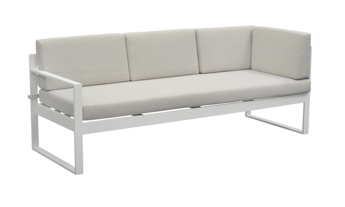 LOUNGE-SET Lima Weiß 5-Sitzer Aluminium mit Couchtisch in Holzoptik - Weiß, Kunststoff - bellavista - Home & Garden
