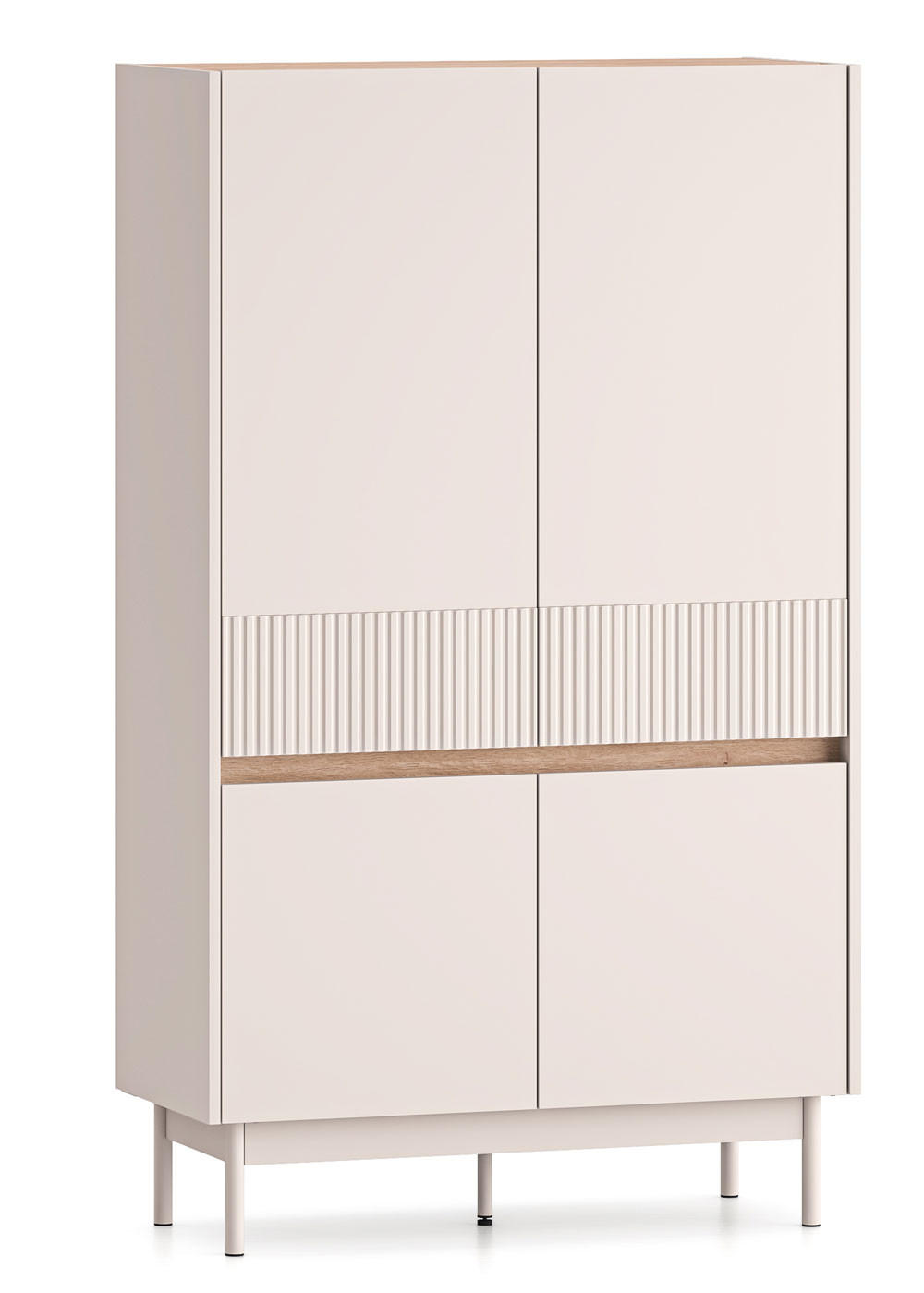 Feldmann-Wohnen Highboard Creme, Braun 92x156x40 cm