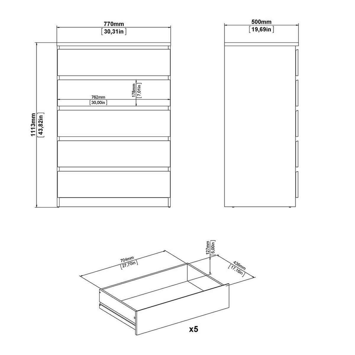 KOMMODE, Naia, Weiß, Holzwerkstoff, 77 x 50 x 112 cm - Weiß, Holzwerkstoff (77/112/50cm) - ebuy24