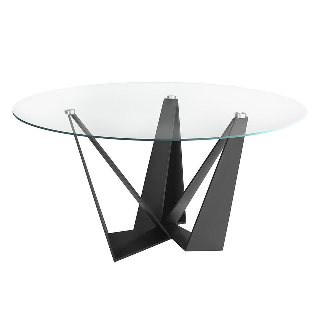 ESSTISCH Rund Schwarz | Kristall Ø150/75 cm - Transparent/Schwarz, Glas/Metall (150/150/75cm) - ANGEL CERDA