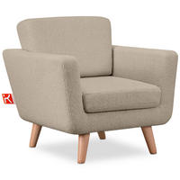 SESSEL TAGIO Massivholz-Beine, braun - Graubraun/Beige, Buchenholz/Textil (86/80/88cm) - KONSIMO®
