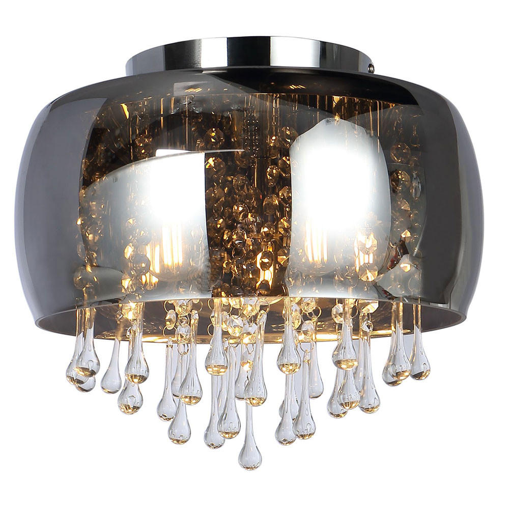 LED DECKENLEUCHTE Kalla Grau Glas - Grau, Glas (35/35/28cm) - Globo Lighting