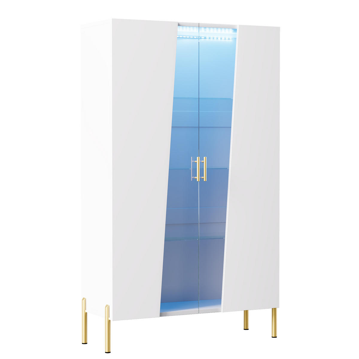 VITRINE 72x40x145 cm mit LED und Glastür - Weiß, Holzwerkstoff (72/145/40cm) - FLIEKS