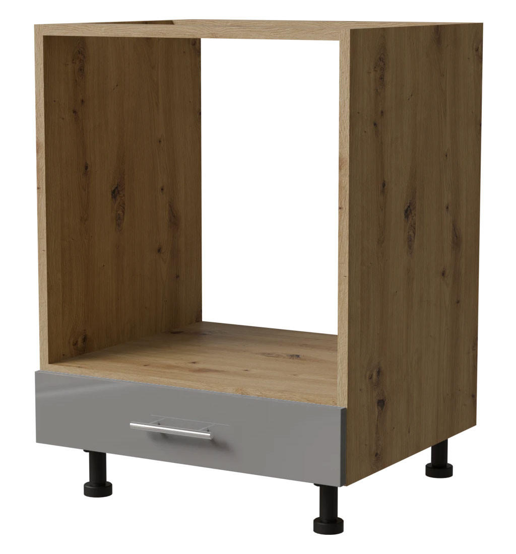 HERDUMBAUSCHRANK Essen D11K/60 Grau Hochglanz / Eiche Artisan Matt 60 / 50 / 82cm - Eiche Artisan/Grau, Holz/Holzwerkstoff (60/82/50cm) - Feldmann-Wohnen