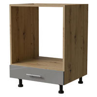 HERDUMBAUSCHRANK Essen D11K/60 Grau Hochglanz / Eiche Artisan Matt 60 / 50 / 82cm - Eiche Artisan/Grau, Holz/Holzwerkstoff (60/82/50cm) - Feldmann-Wohnen