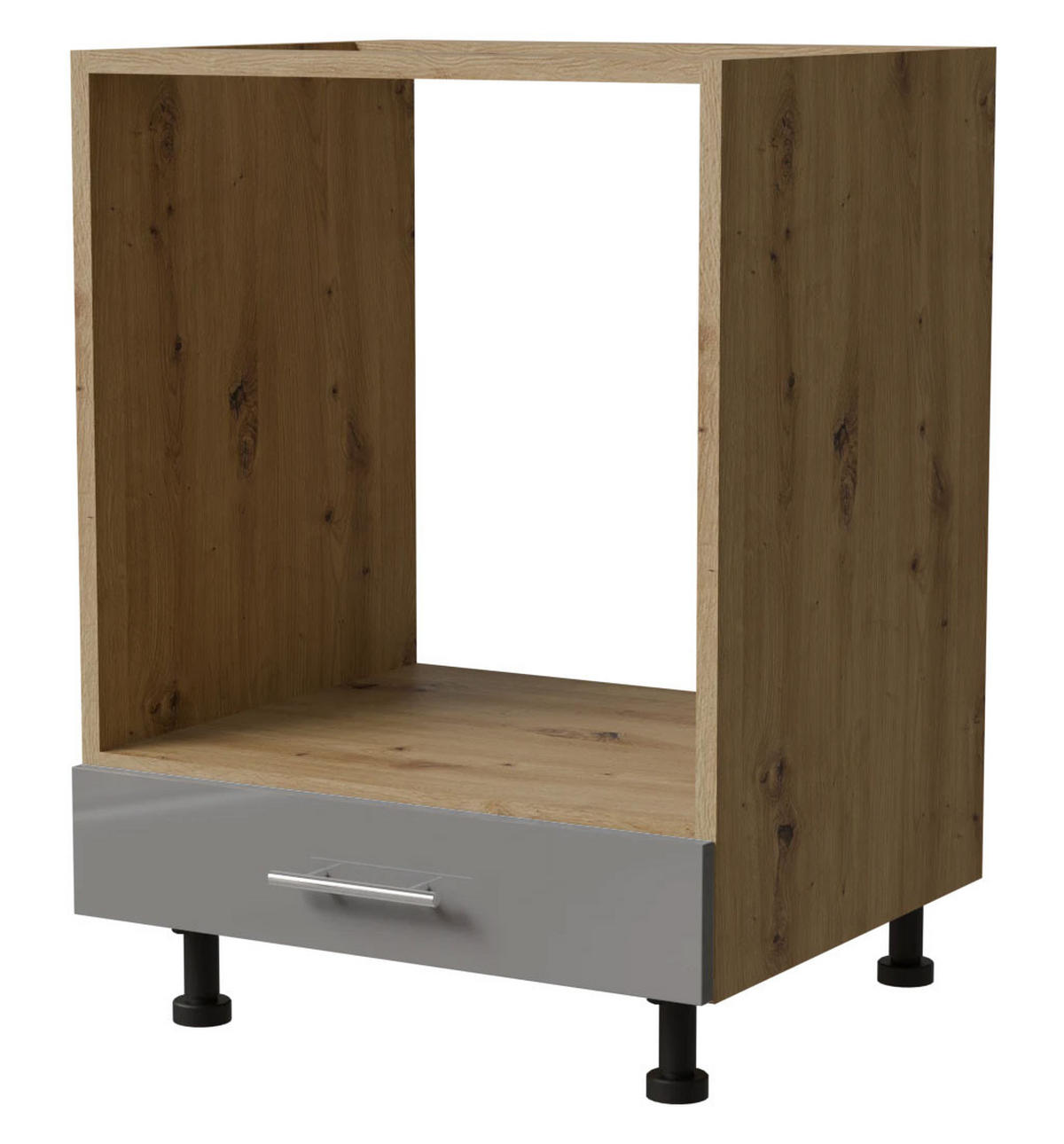HERDUMBAUSCHRANK Essen D11K/60 Grau Hochglanz / Eiche Artisan Matt 60 / 50 / 82cm - Eiche Artisan/Grau, Holz/Holzwerkstoff (60/82/50cm) - Feldmann-Wohnen