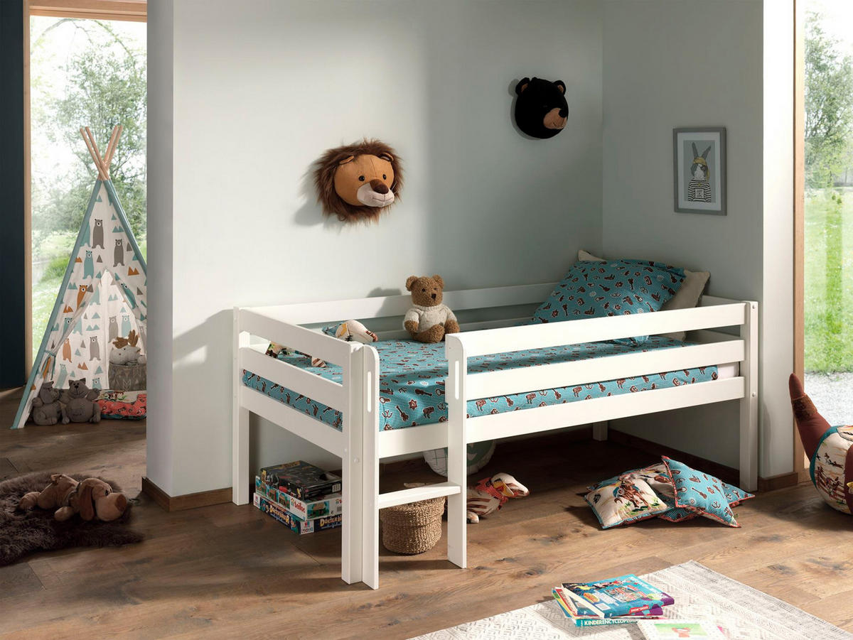 KOJENBETT Karolina 208x83x105 aus Massivholz in Weiß - Weiß Hochglanz, Holz (90/200cm) - 58aufmkessel