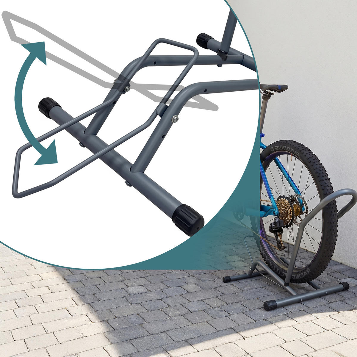 FAHRRADSTÄNDER Anthrazit Stahl bis 29 Zoll - Anthrazit, Metall (41/38/59cm) - Relaxdays