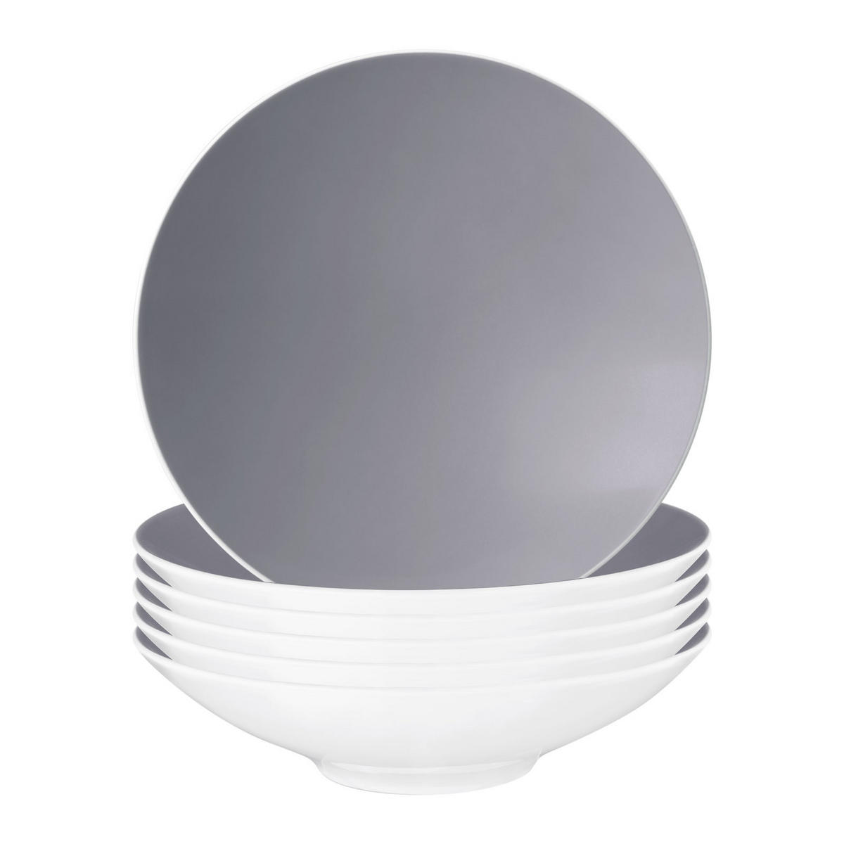 PASTA- / SUPPENTELLER Life Fashion Elegant Grey ø 23,3 cm 6er Set - Grau, Keramik (23.3cm) - Seltmann Weiden