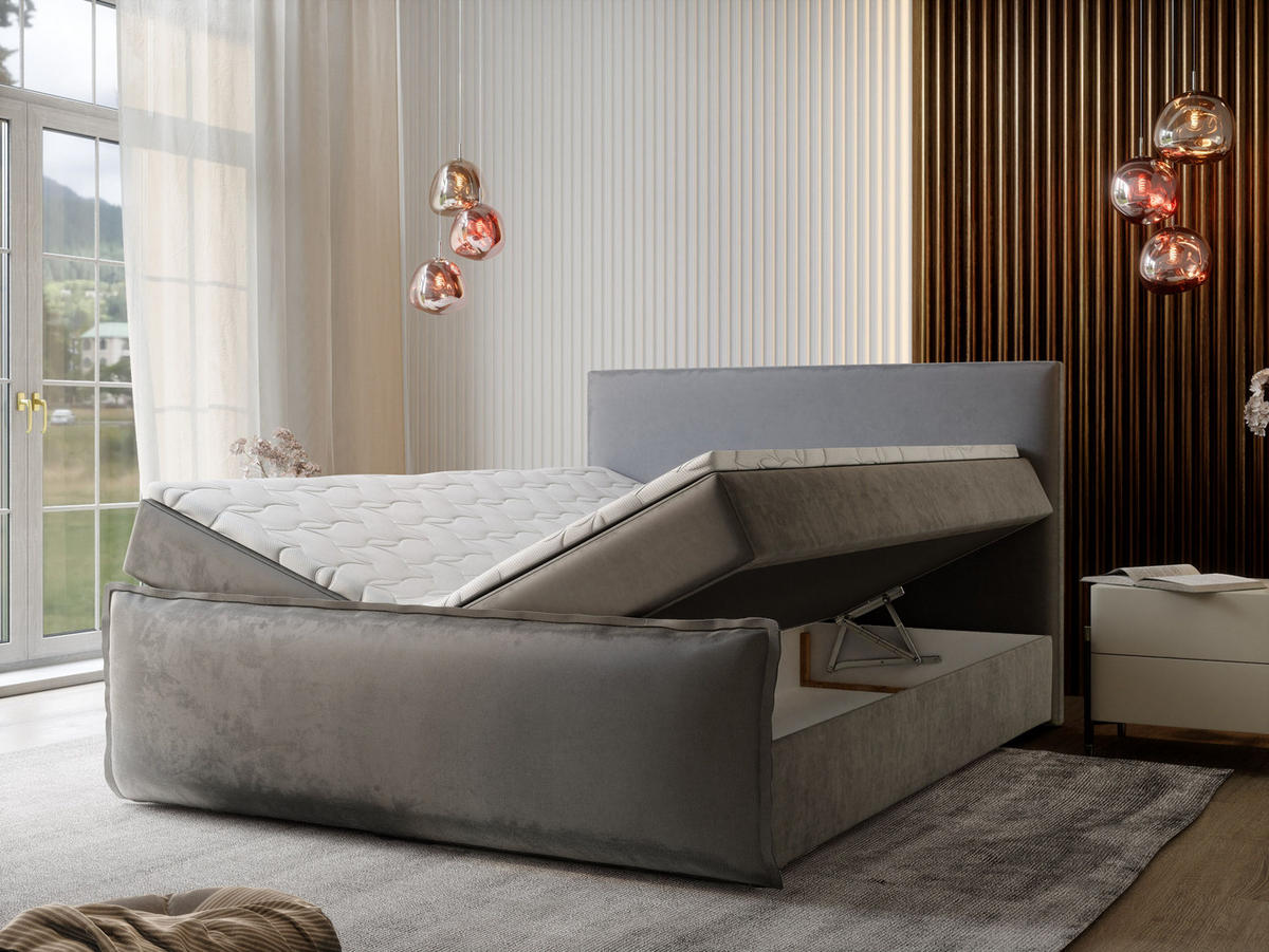 BOXBETT MONTA 140x200 cm mit Matratze und Topper - Creme - Creme, Holz (140/200cm) - MASSENO