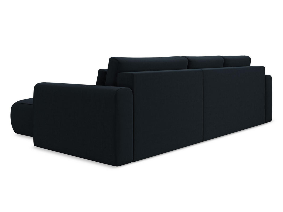 ECKSOFA mit Schlaffunktion Samt Stoff Blau - Blau/Schwarz, Kunststoff/Textil (278/149cm) - Makamii