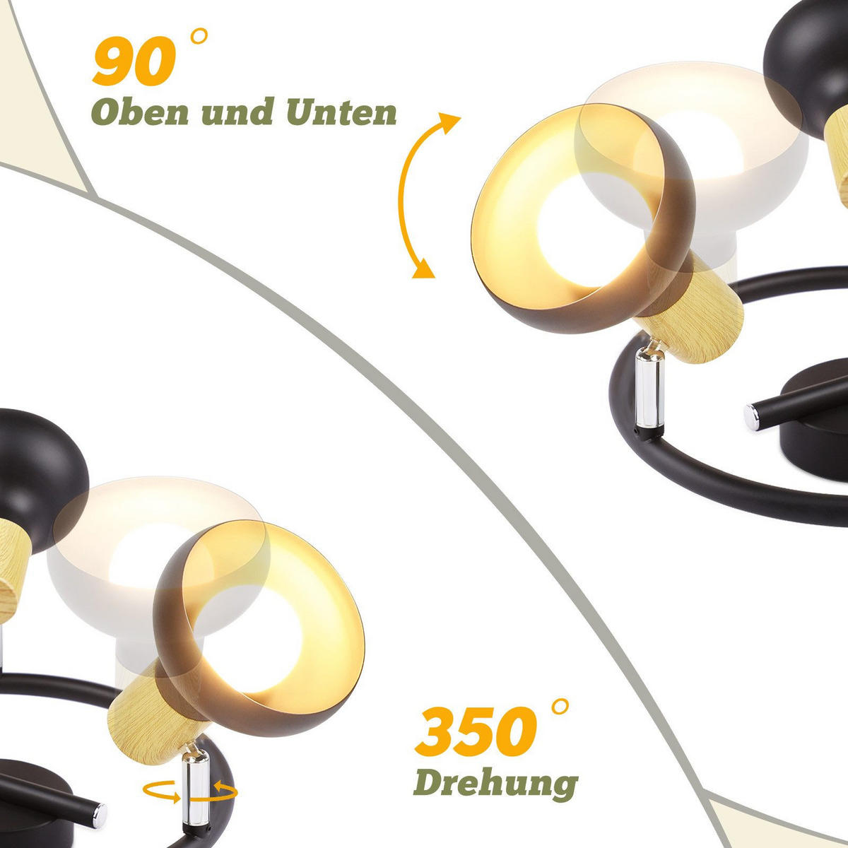 DECKENLEUCHTE Levalley 25/25/15.5cm - Schwarz, Metall (25/25/15.5cm) - Nettlife