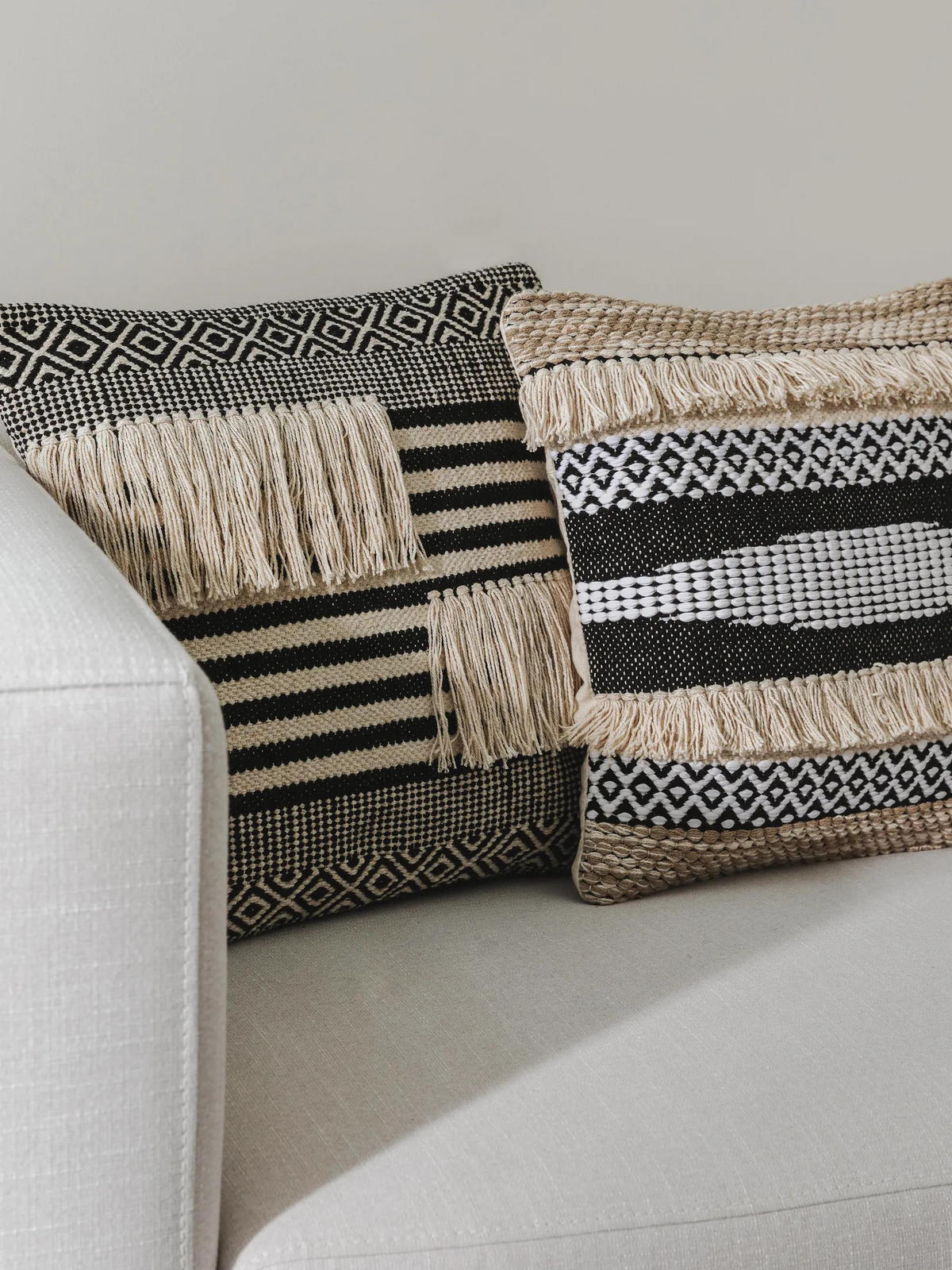 KISSENBEZUG Deja Schwarz/Weiß 45x45 cm - Schwarz, Textil (45/45cm) - benuta Pop