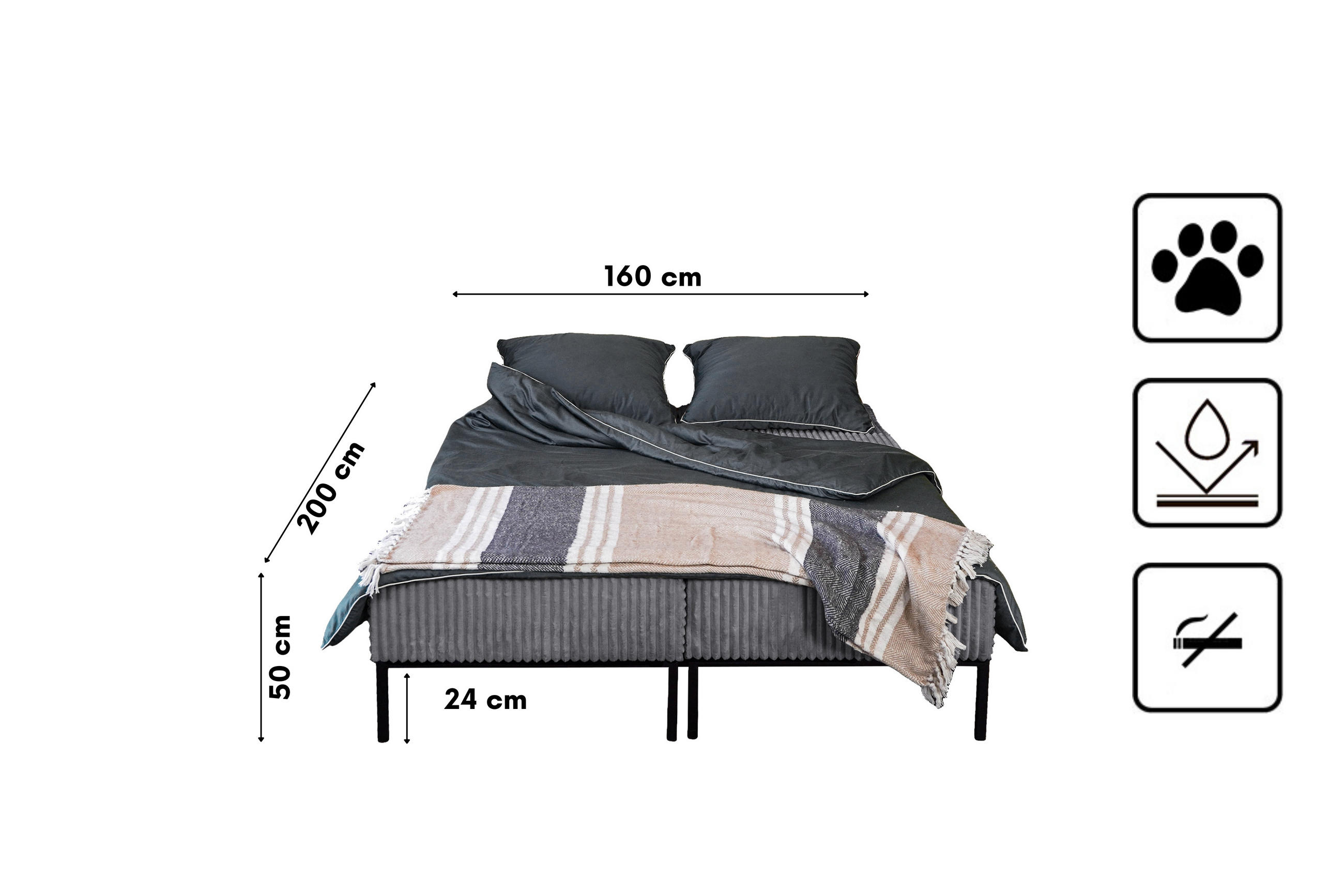 Thumbnail - Kaiser Möbel Sofa, Dunkelgrau, Textil, einzeln stellbar,Rechteckig, 240x87x103 cm, Wohnzimmer, Sofas & Couches, Schlafso...