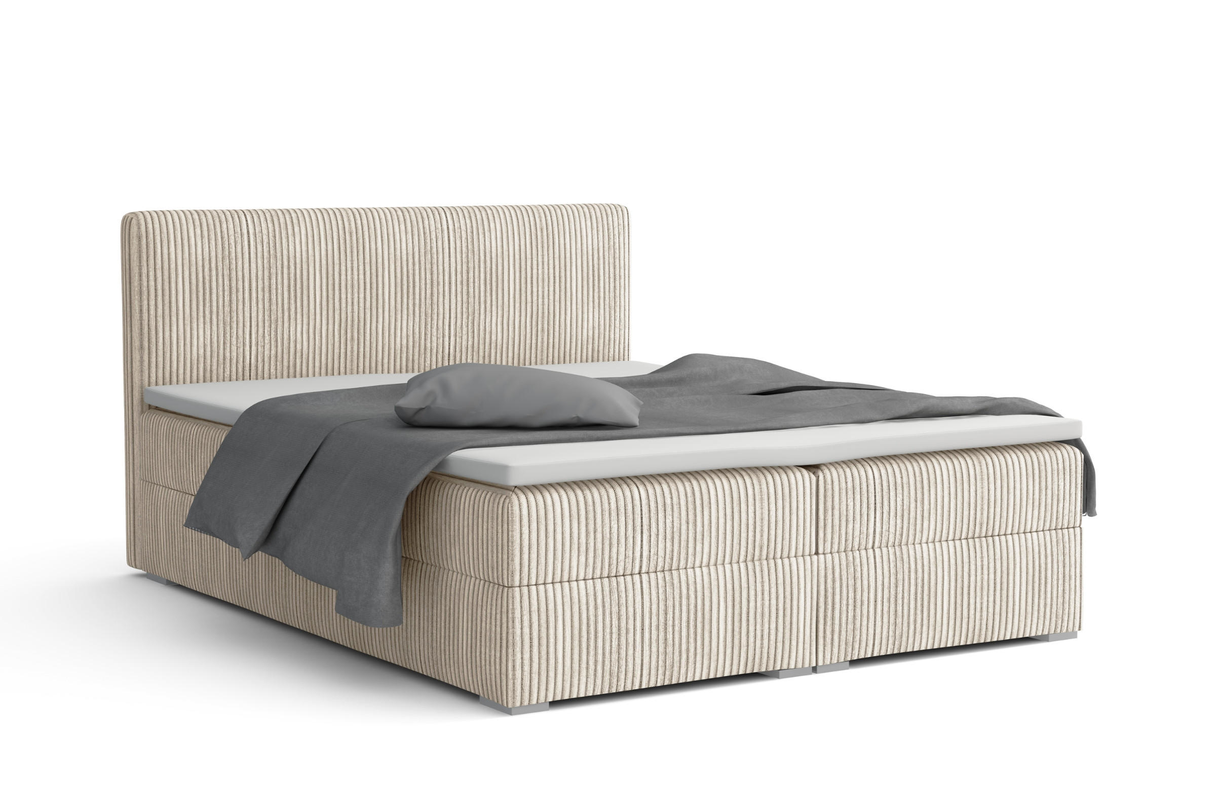 BOXBETT LON IV 180/200 in Cord Creme H3 - Creme, Holz/Holzwerkstoff (180/200cm) - Deine Möbel 24