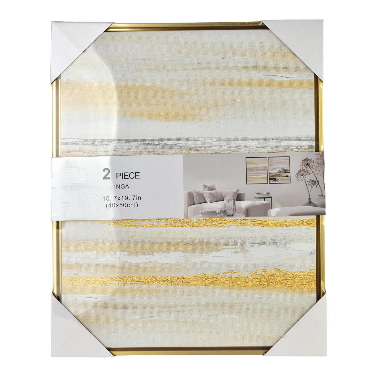 BILD Inga 2er Set 40/3/50 cm Kunstoff - Goldfarben, Kunststoff (40/50cm) - Mondex