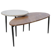 HOME24 Couchtisch CONDIS 2-teilig - Schwarz/Weiß, Holz/Stein (50/110/35cm) - home24
