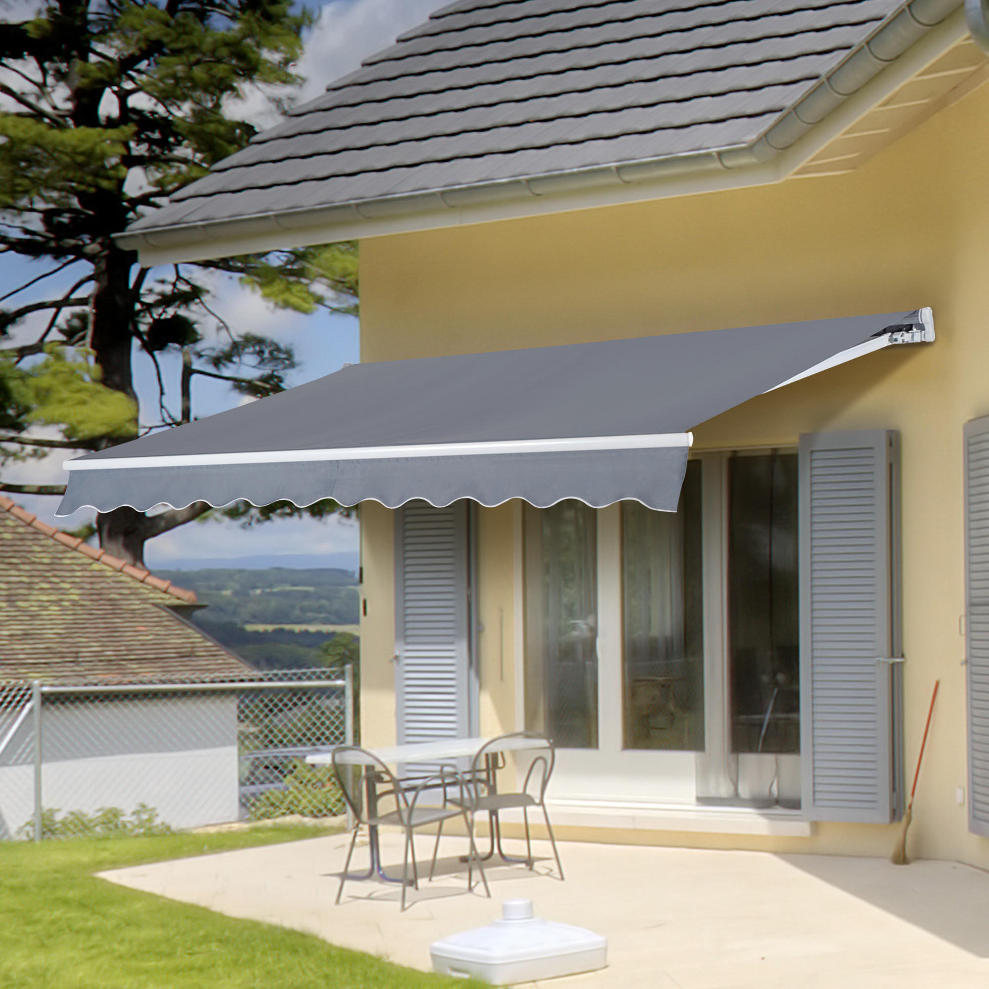GELENKARMMARKISE, Aluminium, Grau - Grau, Metall (300/160/395cm) - Outsunny