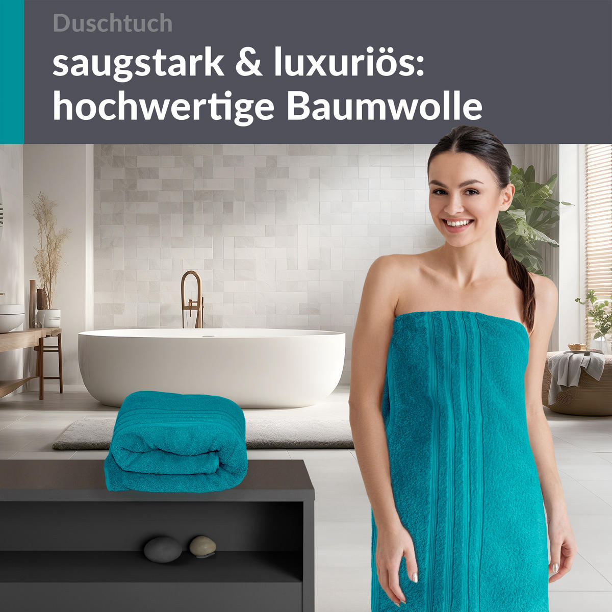 DUSCHTUCH London Nautic Grün 2er Set 70x140 - Smaragdgrün, Textil (70/140cm) - Lashuma