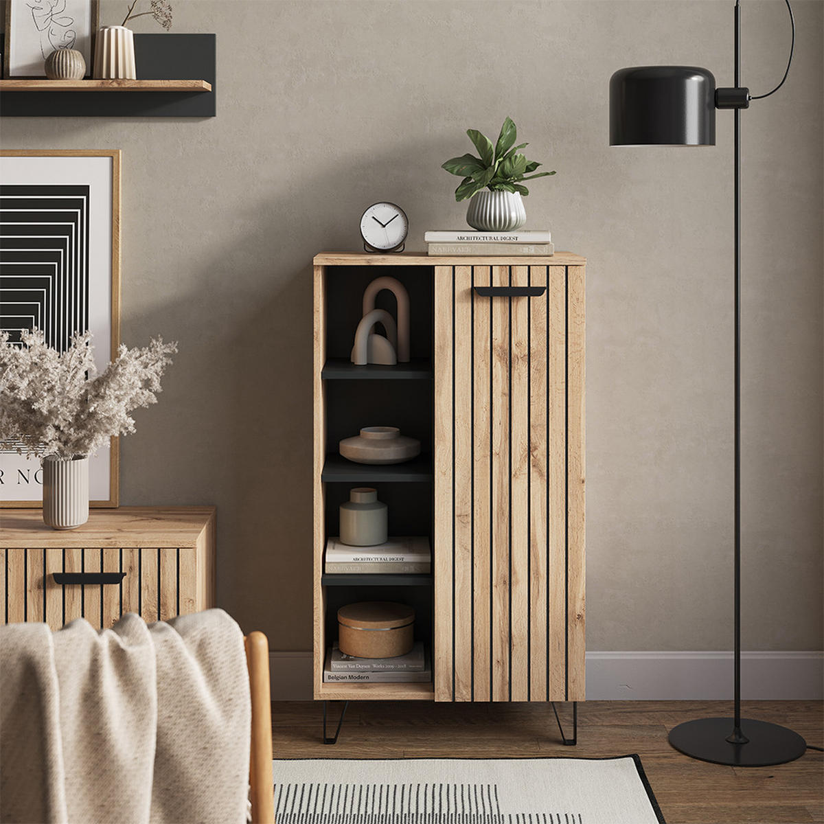 KOMMODE Amber Braun 60.2 x 110 cm mit 1 Tür - Braun, Holzwerkstoff (35/110/60.2cm) - Vicco
