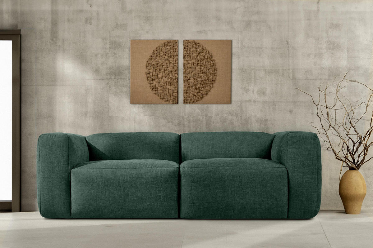 2,5-SITZER-MODULSOFA BUFFO mit extrem weicher und bequemer Sitzfläche, Gewebestoff, maritim - Grün, Textil (250/73/96cm) - KONSIMO®