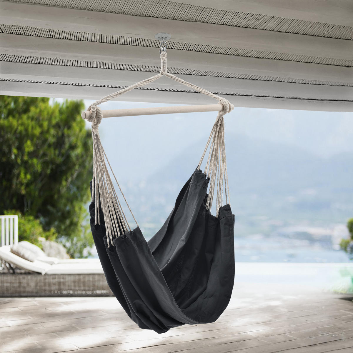 HÄNGESESSEL Miramar - Dunkelgrau, Textil (180/115/125cm) - casa.pro