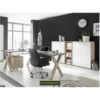BÜROMÖBEL Mister Office in Eiche Sägerau mit weißen Fronten 5 teilig - Braun, Holzwerkstoff (120/80/200cm)