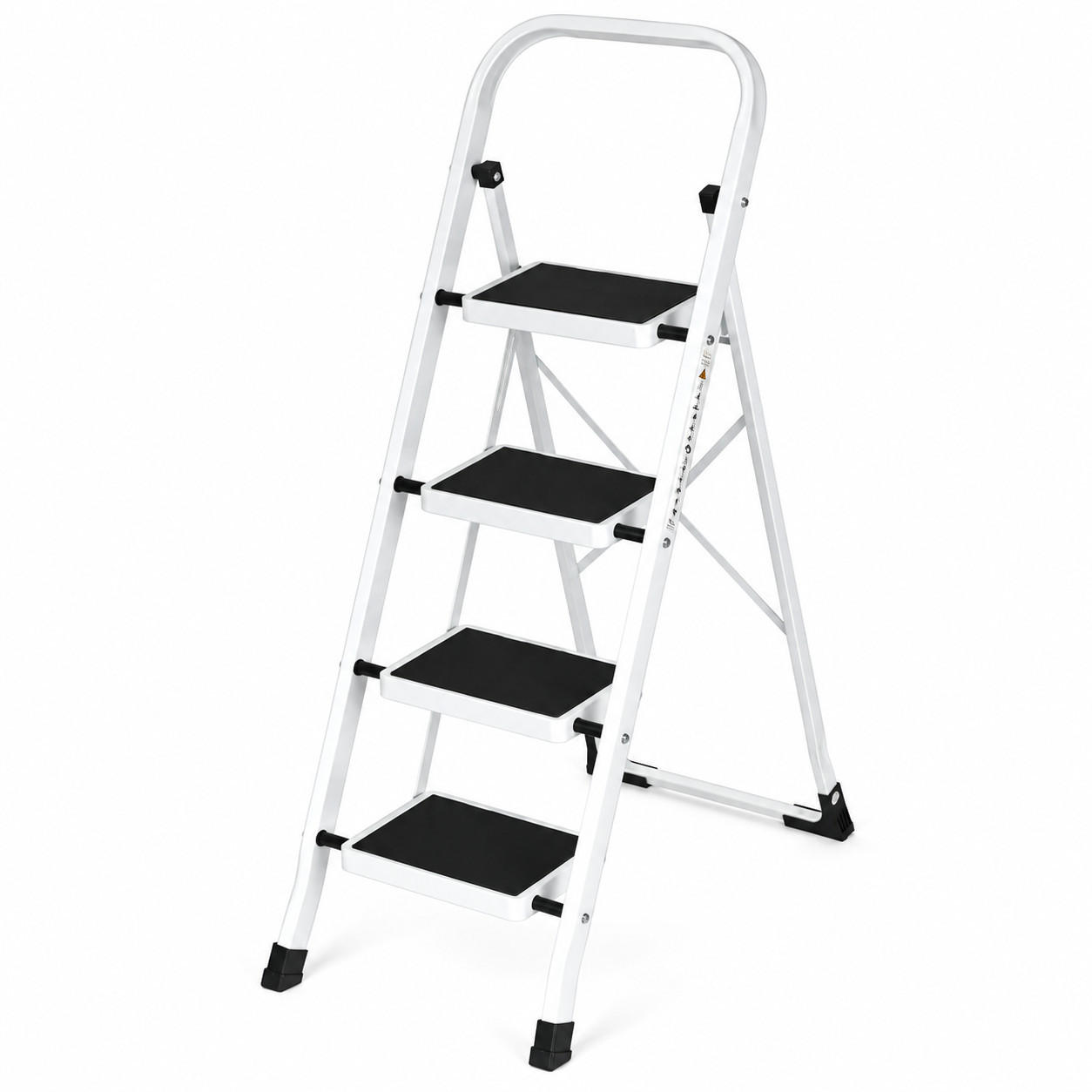 KLAPPTRITTLEITER 4 Stufen Weiß - Schwarz - Schwarz/Weiß, Kunststoff/Metall (47/132/80cm) - Mat-Haus