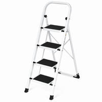 KLAPPTRITTLEITER 4 Stufen Weiß - Schwarz - Schwarz/Weiß, Kunststoff/Metall (47/132/80cm) - Mat-Haus