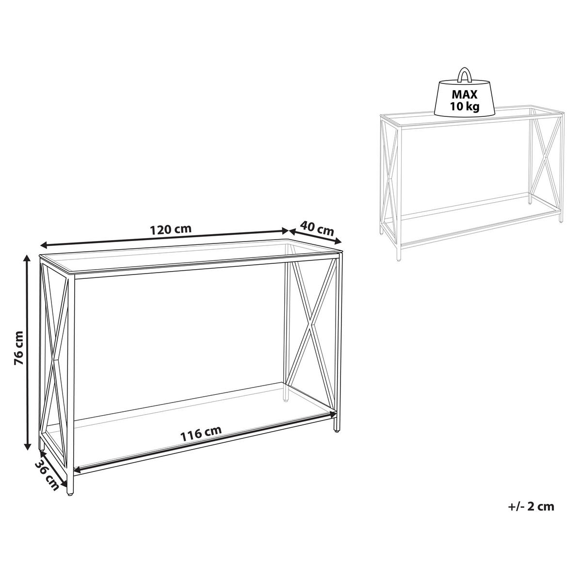 CONSOLENTISCH Glas silber 120/40/76 cm Audet - Transparent/Silberfarben, Glas (40/120/76cm) - Beliani