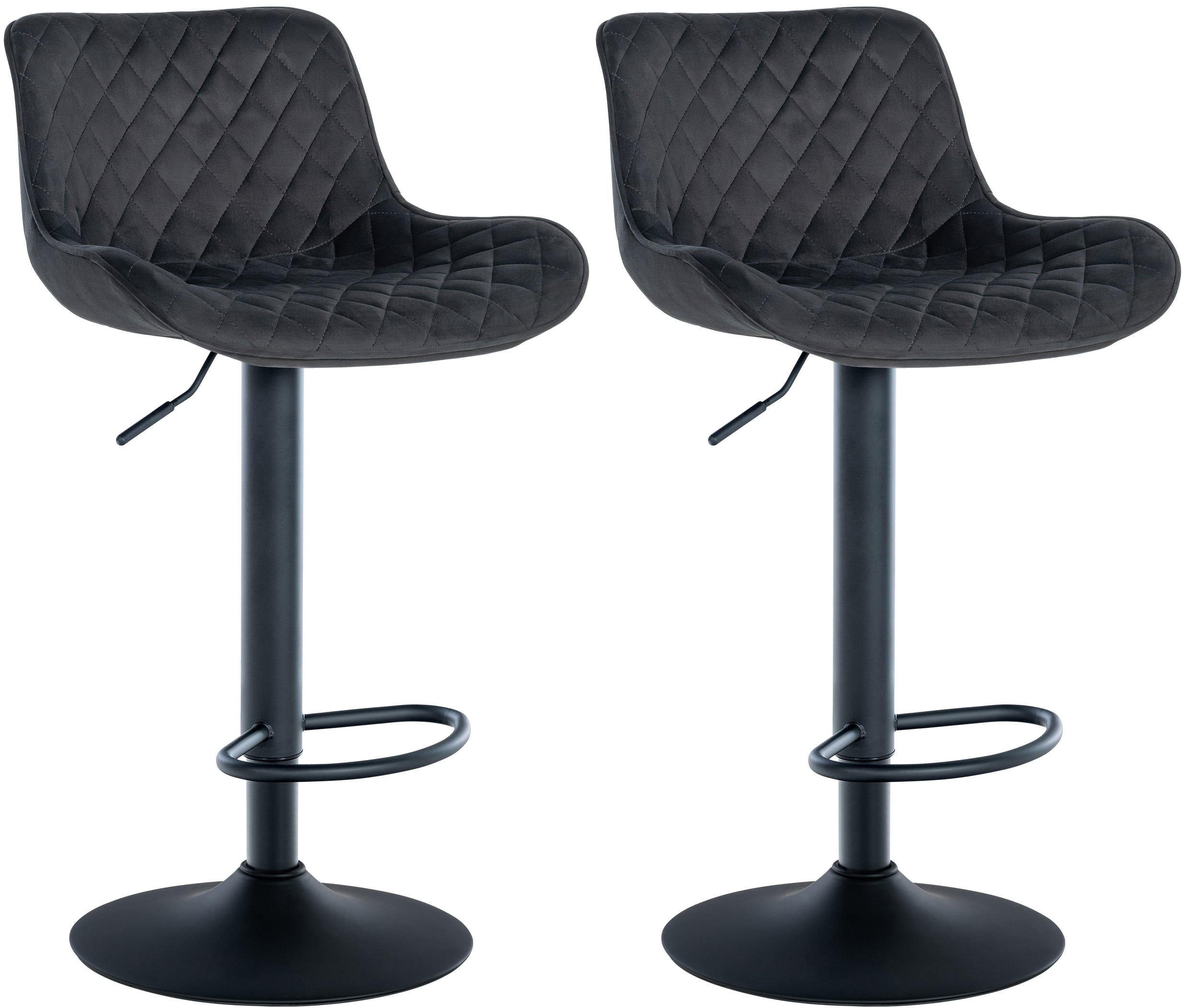 BARHOCKER 2er Set Samt schwarz - Schwarz, Textil/Metall (48/81/54cm) - CLP