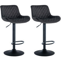 BARHOCKER 2er Set Samt schwarz - Schwarz, Textil/Metall (48/81/54cm) - CLP