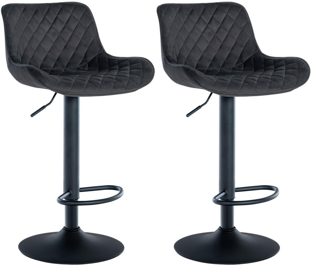 BARHOCKER 2er Set Samt schwarz - Schwarz, Textil/Metall (48/81/54cm) - CLP