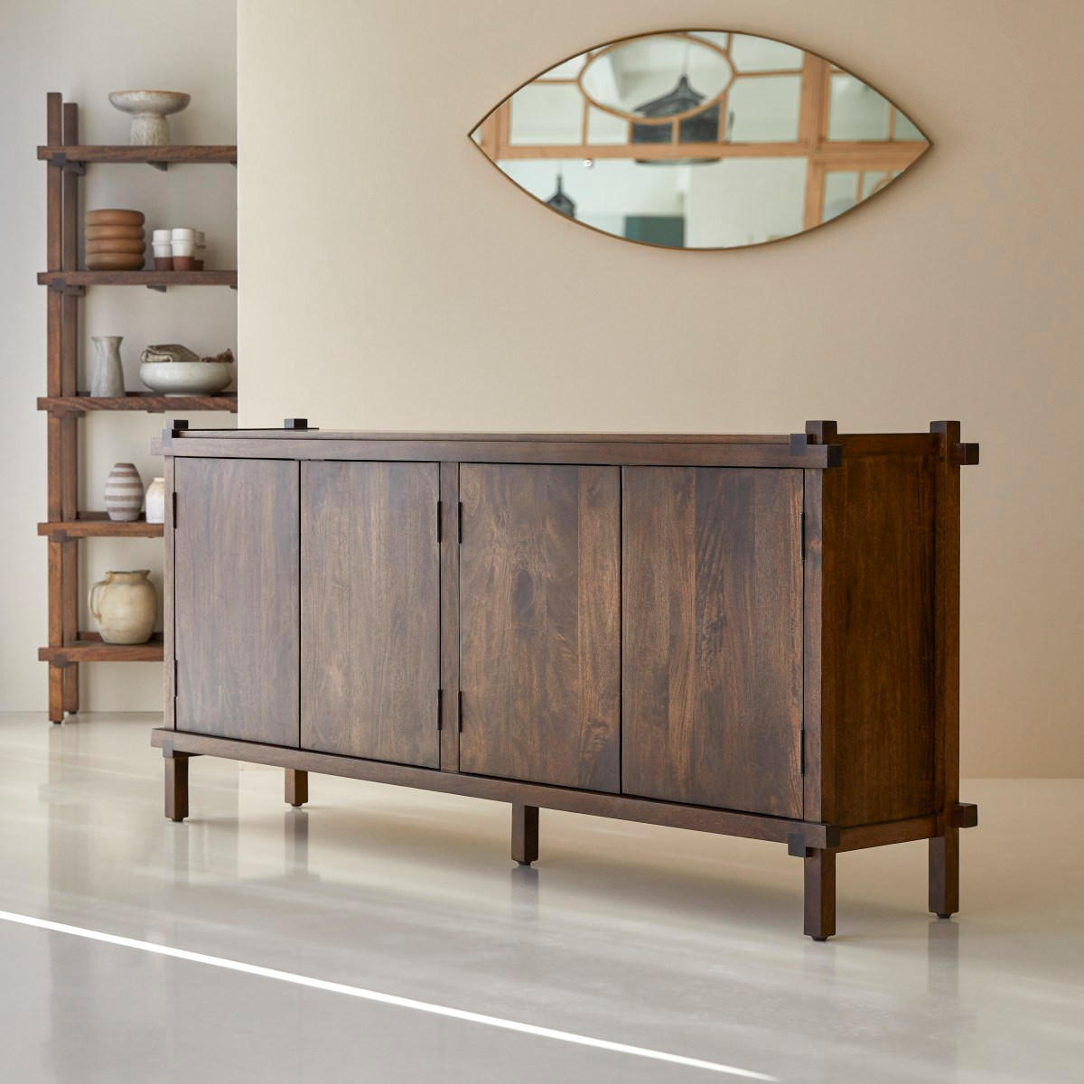 SIDEBOARD Arko Braun aus Mango - Braun, Holz (190/86/40cm) - Tikamoon