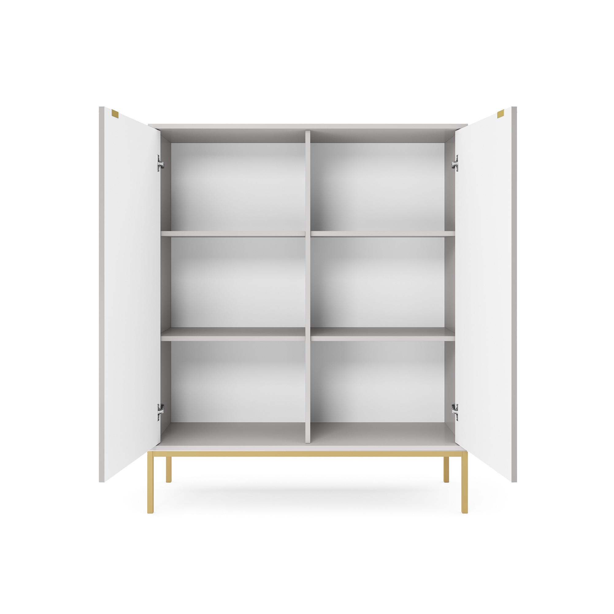 HIGHBOARD Nova Grau, Golden Beine - Goldfarben/Grau, Holzwerkstoff/Metall (104/125/39cm) - Bettso
